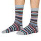 Thought Bamboo Socks for Men. SPM682 'Abram Multi Stripe' : Grey Marle - two socks shown on a model's feet