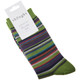 Thought Bamboo Socks for Men. SPM682 'Abram Multi Stripe' : Olive Green - a folded pair