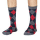 Thought Bamboo Socks for Men. SPM703 'Philip Argyll' : Dark Grey - two socks shown on a model's feet