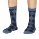 Thought Bamboo Socks for Men. SPM703 'Philip Argyll' : Blue Slate - two socks shown on a model's feet