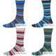 Thought Bamboo Socks for Men. SPM702 'Watson Stripe' : the 4 colours shown on model's feet