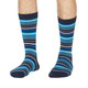 Thought Bamboo Socks for Men. SPM702 'Watson Stripe' : Dark Navy - two socks shown on a model's feet