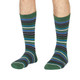 Thought Bamboo Socks for Men. SPM702 'Watson Stripe' : Olive Green - two socks shown on a model's feet
