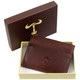 Slim Card Wallet Mala Leather Toro Brown 618:  Pictured with it's gift box