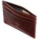 Slim Card Wallet Mala Leather Toro Brown 618:  Showing the fabric lining