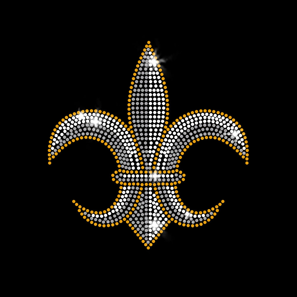 Gold Trim Fleur de Lis Iron-On Rhinestone Transfer