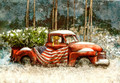 Leanin' Tree #C73941 - Classic Red Pickup w/ US Flag (10-pk)