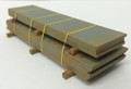 Double stack of plate steel
Real wood spacers
Yellow strapping