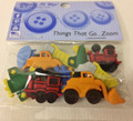 Children's Decorative Buttons - Trains, Planes, Tractors (10pk)