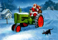 Leanin' Tree #C74601 Christmas Cards - Santa using Tractor for Deliveries (10-pk)