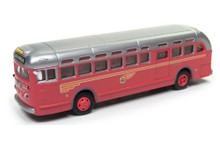 Red bus w/ Silver roof