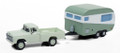 Classic Metal Works #40016 - '60 Ford Pickup 4x4 w/ '50's Camper Trailer - Green (HO)