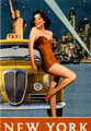 Yellow Taxi w/ Pin-up Girl  - New York Statue of Liberty Blank Note Card