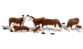 Woodland Scenics Accents #A1843 'Hereford Cows' (7pc) (HO)