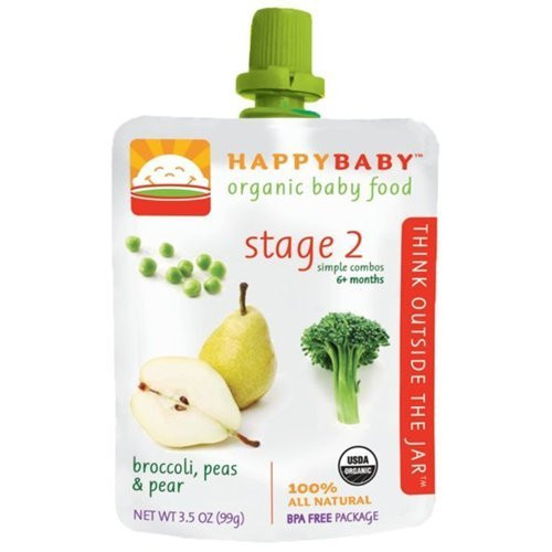 Happy Baby Broccoli, Peas & Pear Stage 2 Baby Food (16x3.5 Oz)
