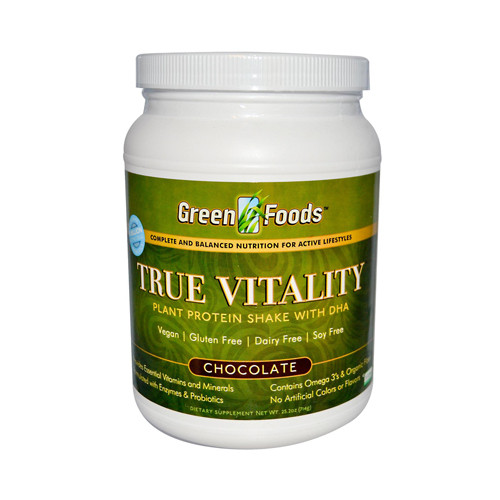 Green Foods True Vitality Plant Protein Shake with DHA Chocolate (1x25.2 Oz)