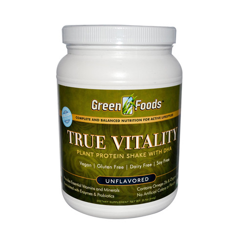 Green Foods True Vitality Plant Protein Shake with DHA Unflavored (1x22.7 Oz)