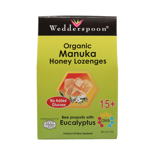 Wedderspoon Organic Manuka Honey Lozenges Bee Propolis with Eucalyptus 4 Oz