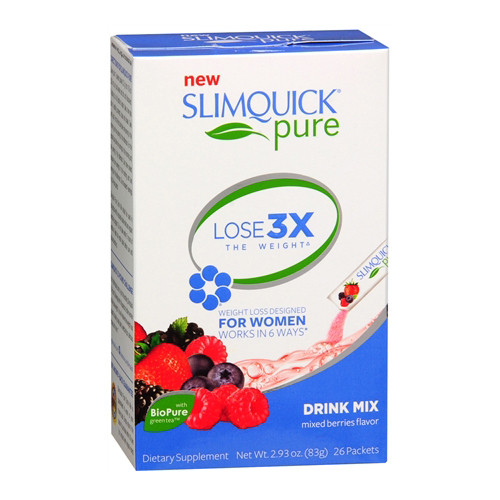 SlimQuick Pure Drink Mix Mixed Berries 26 Packets