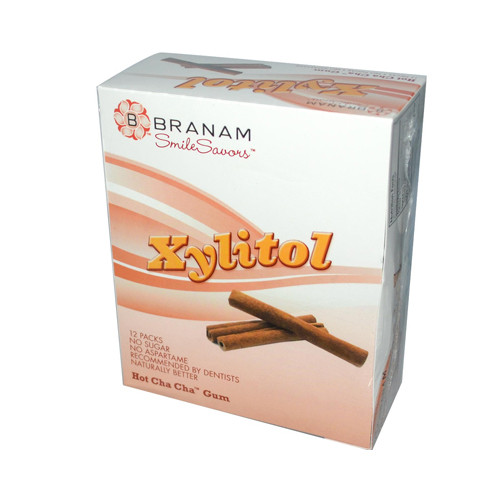 Branam Oral Health Smile Savors Xylitol Gum Hot Cha Cha Gum (6x 12/12 Count)