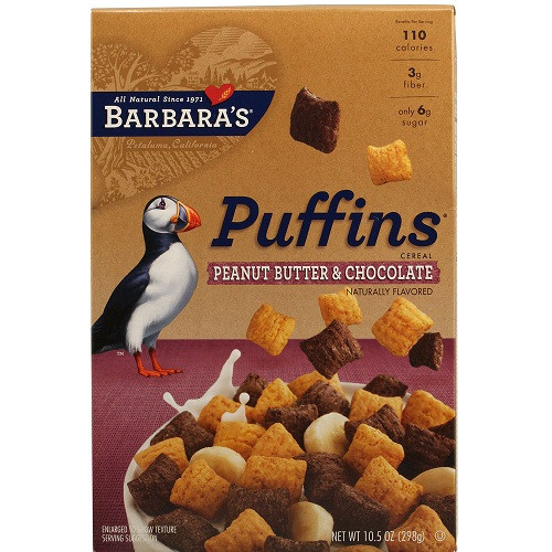 Barbara's Bakery Puffins, Peanut Butter & Chocolate (3x10.5 Oz)