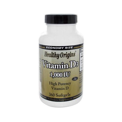 Healthy Origins Vitamin D3 1000 IU (360 Softgels)