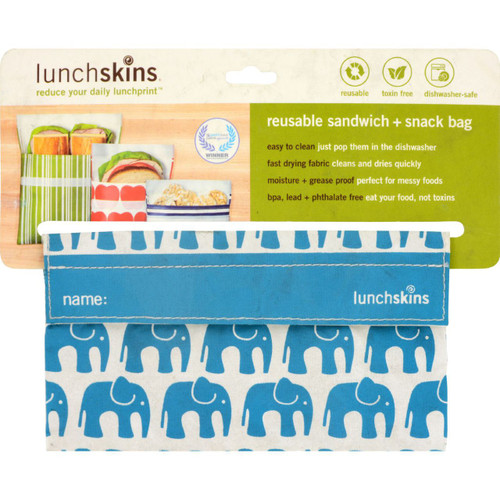 Lunchskins Bag Snack Aqua Elephant 1 Count