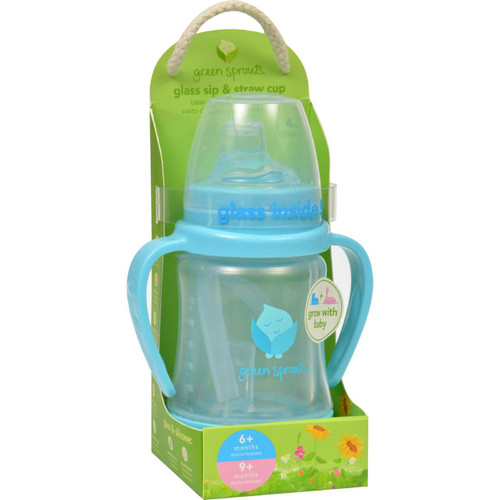 Green Sprouts Cup Sip N Straw Glass 6 Months Plus Aqua 1 Count