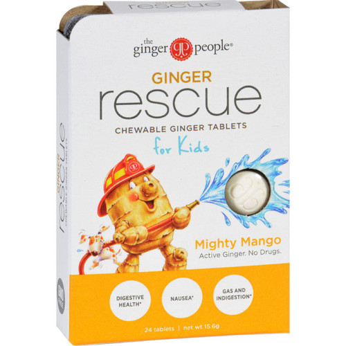 Ginger People Ginger Rescue for Kids Mighty Mango 24 Chewable Tablets Case of 10