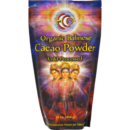 Earth Circle Organics Cacao Powder Organic Verified Balinese Raw 16 oz