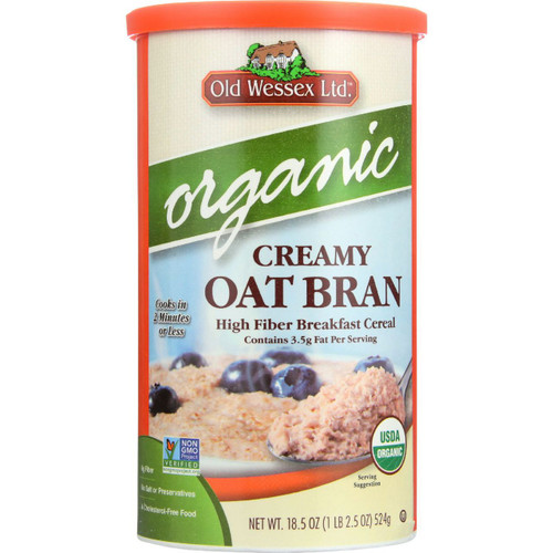 Old Wessex Oat Bran Organic Hot Cereal 18.5 oz case of 12