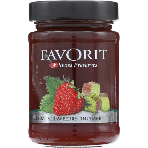 Favorit Preserves Swiss Strawberry Rhubarb 12.3 oz case of 6