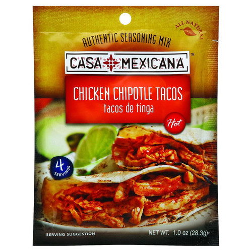 Casa Mexicana Authentic Seasoning Mix Chicken Chipotle Tacos Hot 1 oz Case of 12
