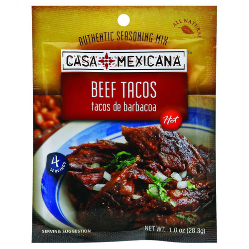 Casa Mexicana Authentic Seasoning Mix Beef Tacos Hot 1 oz Case of 12