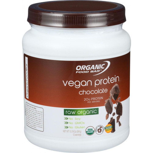 Organic Food Bar Vegan Protein Powder USDA Certified Organic Chocolate 14 oz