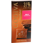Godiva Dessert Sauces Chocolate Bar Milk Chocolate 31 Percent Cacao 3.53 oz Bars Case of 10