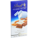 Lindt Chocolate Bar Milk Chocolate Classic Recipe Almond 4.4 oz Bars Case of 12