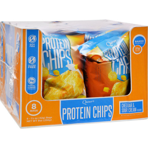 Quest Protein Chips Cheddar and Sour Cream 1.25 oz Case of 8