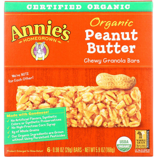 Annies Homegrown Granola Bar Organic Peanut Butter Chewy 5.9 oz case of 12