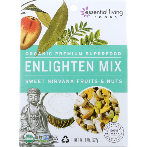 Essential Living Foods Trail Mix Organic Enlighten Sweet Nirvana Fruits and Nuts 8 oz case of 6
