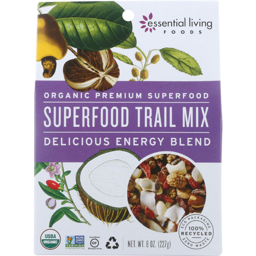 Essential Living Foods Trail Mix Organic Superfood Energy Blend 8 oz case of 6