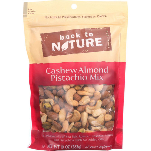 Back To Nature Nuts Cashew Almond Pistachio Mix 10 oz case of 9