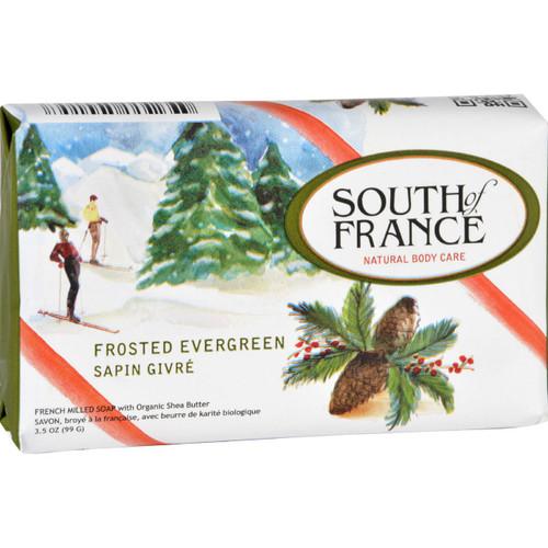 South of France Bar Soap Limited Edition Holiday Frosted Evergreen 3.5 oz Case of 6