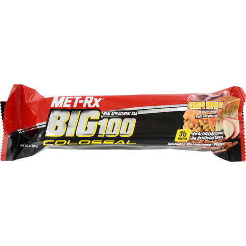 Met Rx Meal Replacement Bar Big 100 Colossal Crispy Apple Pie 3.52 oz Case of 9