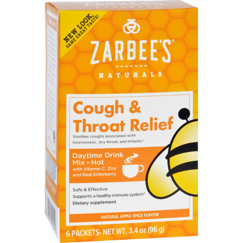 Zarbee's Cough and Throat Relief Drink Mix Daytime Supplement 6 Packets