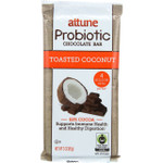 Attune Foods Probiotic Bar Dark Chocolate Toasted Coconut 68 Percent Cocoa Non Refrigerated 3 oz case of 12