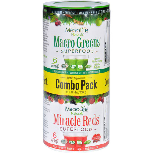 Macrolife Naturals Superfood Macro Greens and Miracle Reds Combo Pack 4 oz