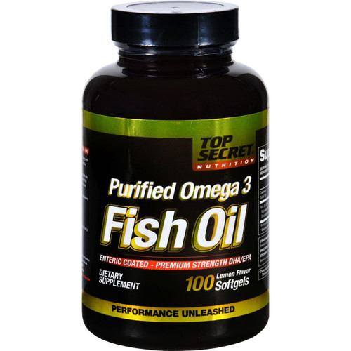 Top Secret Nutrition Fish Oil Purified Omega 3 Lemon 100 Softgels