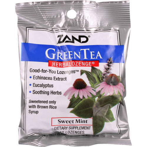 Zand Counter Display Herbal Supplement HerbaLozenge Green Tea with Echinacea 15 lozenges case of 12