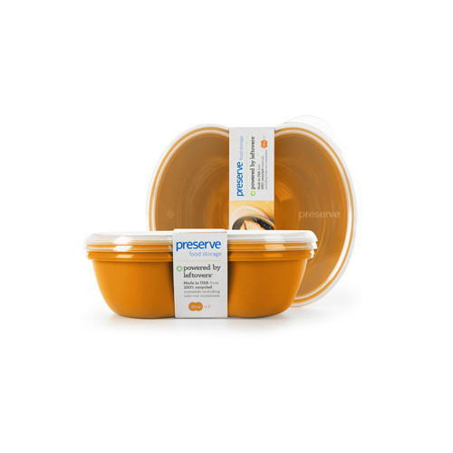 Preserve Small Square Food Storage Container Orange (2 Pack)